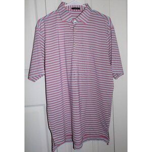 Turtleson Men's M Golf Polo Shirt Pink Gray Stripe Short Sleeve